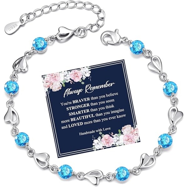 Sterling silver armband för kvinnor Elegant blå ädelsten charm armband glänsande silver kärlek armband