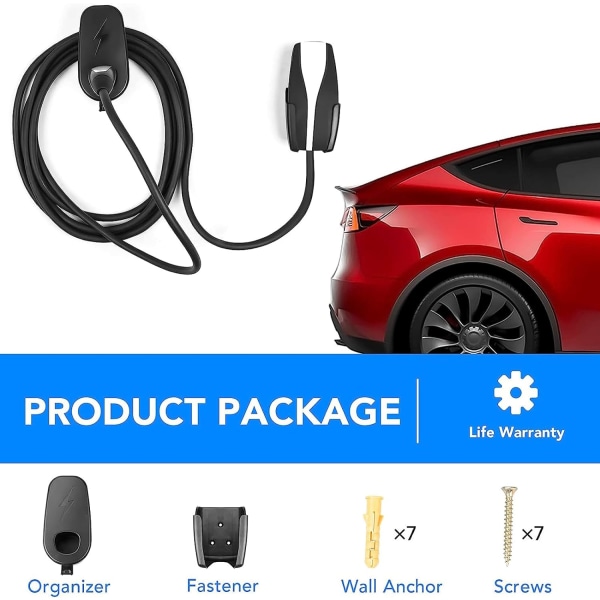 Laddkabelhållare Organizer för Tesla Model 3 Model Y Model X Model S Väggmonterad kontakthållare (passar för EU-version)