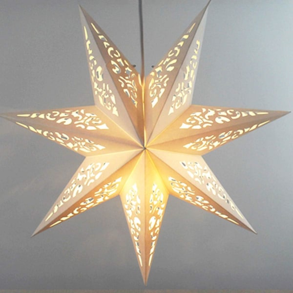 3 st ihåliga stjärnlykta 7 spetsiga hängande hängen i papper Lampskärm för jul, hem, festival