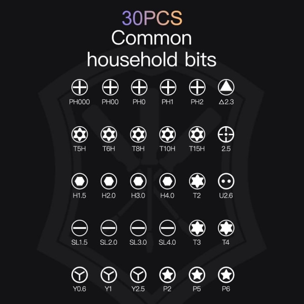 Skruvmejselset, 32 i 1 min magnetisk skruvmejselset, med 30 precisionsbitar, skruvmejselverktygssatser
