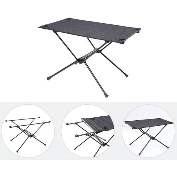 Hopfällbart bord för utomhusbruk, bärbart hårt campingbord med bärväska för utomhusbruk, vandring, fiske (svart) black