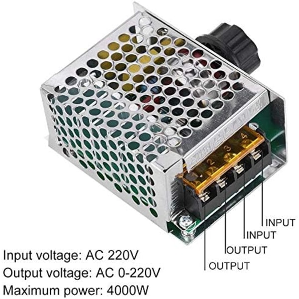 AC 220V 4000W Hög Effekt SCR Elektronisk Regulator Dimmer Termostat Hastighetsregulator