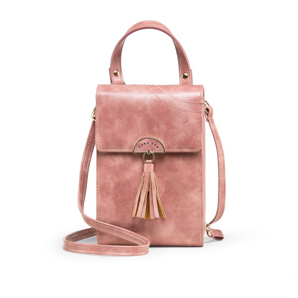 Dam PU-läder plånbok Mini justerbar axelväska crossbody väska Pink