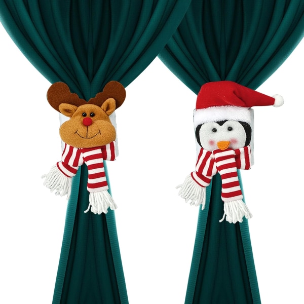 2-pack tyggardinband jul tecknad stil plysch tecknad docka knappar (älg+pingvin) inredning för barnrum