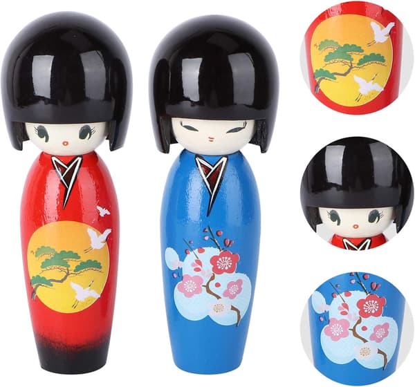 Träkimi docka figur Kimono Diva docka Träleksaker Heminredning 2 stycken