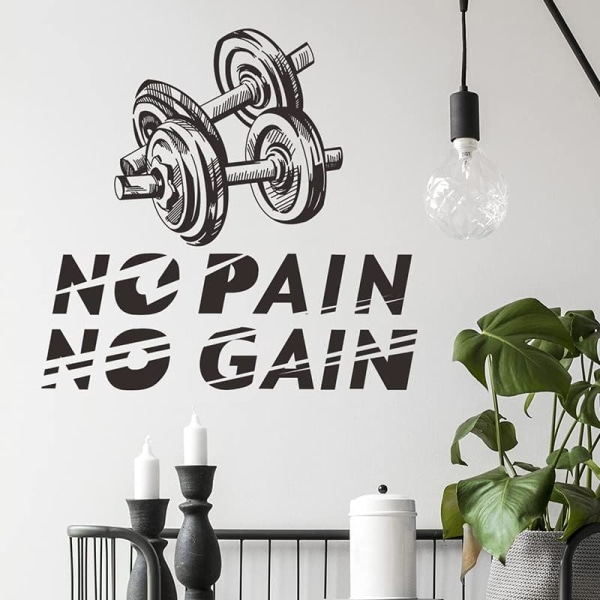 Hem Gym Väggdekor No Pain No Gain Inspirerande citat Väggdekaler Träning Fitness Träning Skylt Väggdekor för gym Sovrum Vardagsrum Inredning