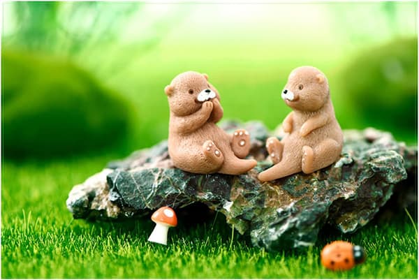 8 st miniatyr utterstaty små djurform dekoration DIY mikrolandskap utter älva trädgårdsmaterial