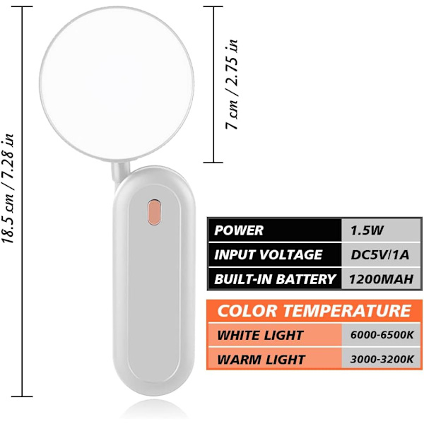 Sladdlös LED-skrivbordslampa, liten skrivbordslampa 3 färger dimbar, 1200 mAh batteri uppladdningsbar skrivbordslampa, bärbar läslampa för sovrum, vit White