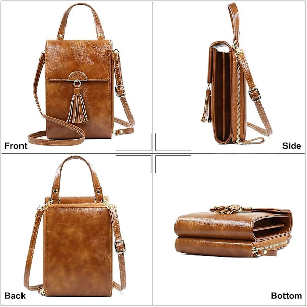 Dam PU-läder plånbok Mini justerbar axelväska crossbody väska Brown