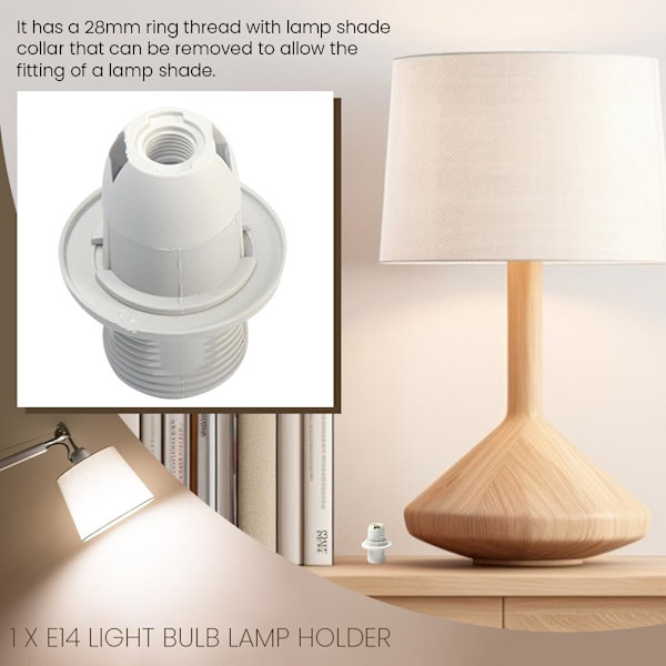1 X E14 Lampfäste, Skruvlamphållare, Vit Edison Skruv E14 Glödlampa Lampfäste Pendeluttag Hem Sovrum（vit） White