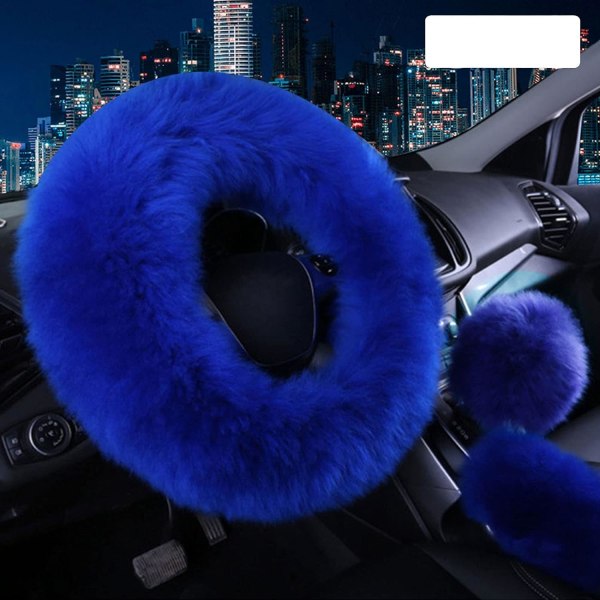 3 st fluffiga rattkåpor, universal mjuk, behaglig halkfri bilhjulskåpa av ren ull med cover , cover, (blå) blue
