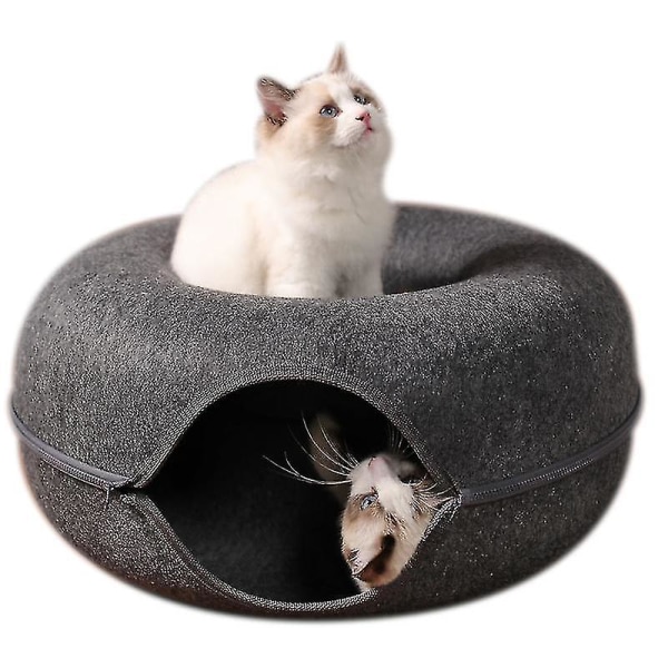 1 st Pet Tunnel Donut Cat Bed (mörkgrå)