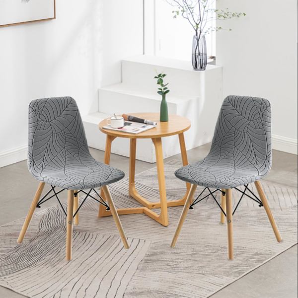 Matstolsöverdrag Set med 4, Stil Skalmatsalsstol Mid Century Modern Stolsöverdrag, Stoppad matsalsöverdrag i accent, Ljusgrå light gray