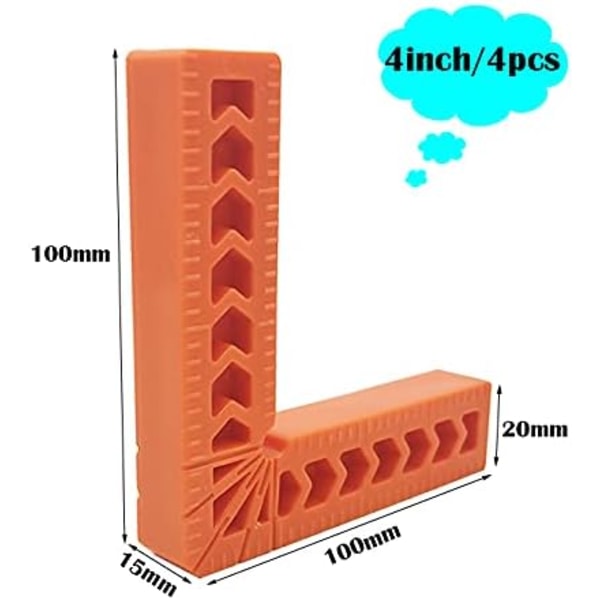 Positioneringsrutor, CTRICALVER 4 st 4" 90 graders fastspänningsrutor, rätvinkliga klämmor, för bildramslåda