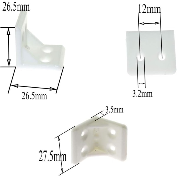 30 st plastmöbler hörnförstärkning, rätvinklig brädhållare, L-formad konsol, hylla stöd hörnförstärkning