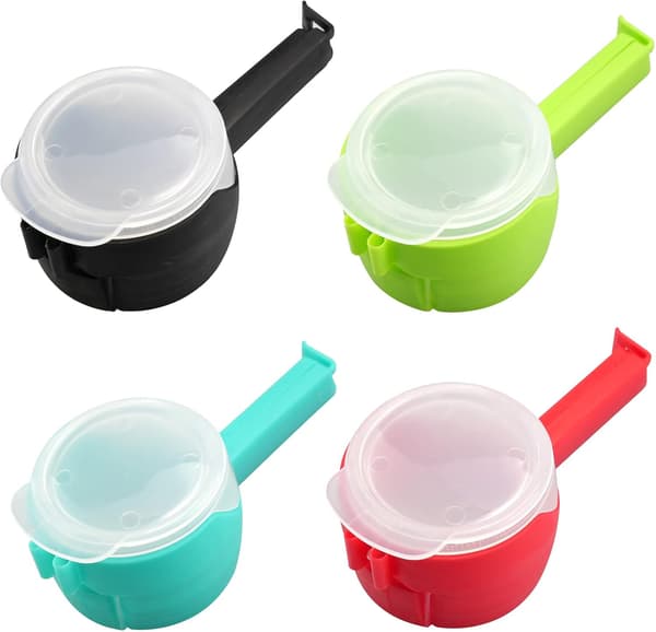 4-pack försegling clips påse klämma med hällpip plastpåse klämmor starka påse klämmor