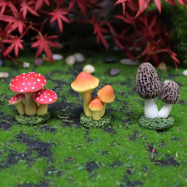 3 ST Minisvampar Hartssvampar Miniatyrsvampar Fairy Garden Champinjoner Svampfigurer Små svampar