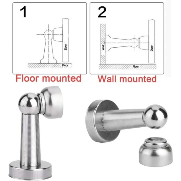 Magnetisk dörrstopp, rostfritt stål magnetisk dörrstopp, dörrlåsram med justeringsskruv, silver