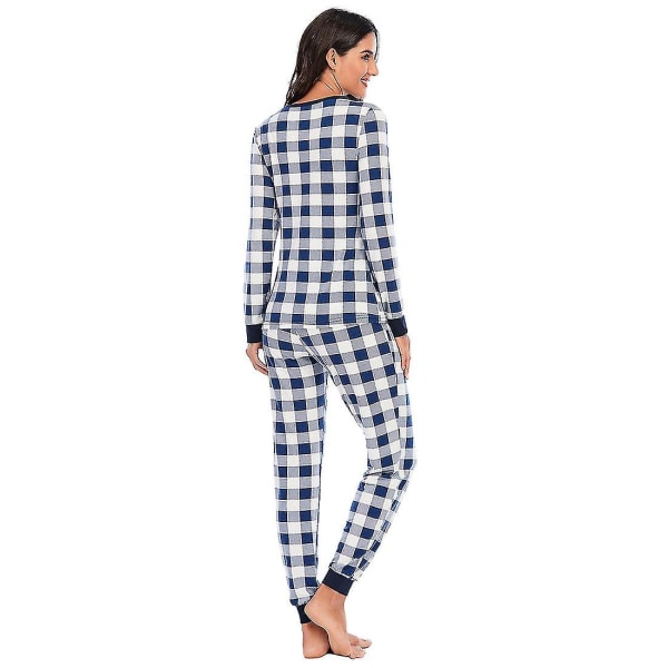 Dam långärmad rutig pyjamas set bekväma mjuka hemmakläder pyjamas set (röd,S) Red s