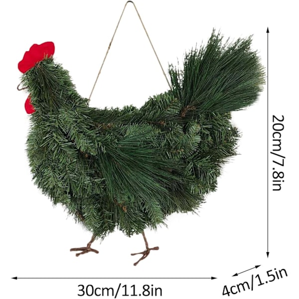 Julens ytterdörrsdekorationer, konstgjord furukrans, lantgårds dörrkrans, lämplig för julhems utomhusträdgård
