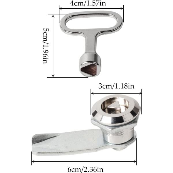 2 set skåpskamlås med triangelstiftsnyckel, mätskalåslåssats, hjulbinklåslås, el- och gasmätare låsnyckel