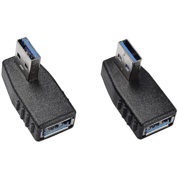 2 ST USB 3.0-adapter, 90 graders hane till hona typ A-adapter Vänster och höger vinkelkontakt