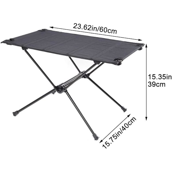 Hopfällbart bord för utomhusbruk, bärbart hårt campingbord med bärväska för utomhusbruk, vandring, fiske (svart) black