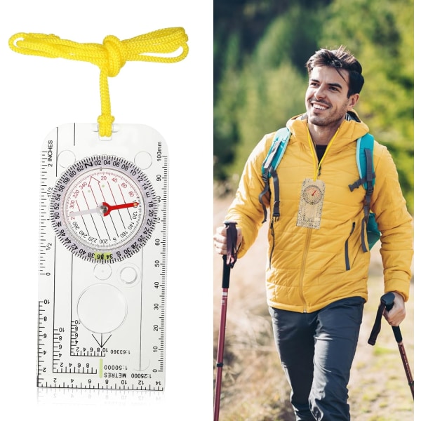 Orienteringskompass, vandringsnavigeringskompass, bärbar kompass för bergsklättring överlevnad, multifunktionell upptäcktskompass