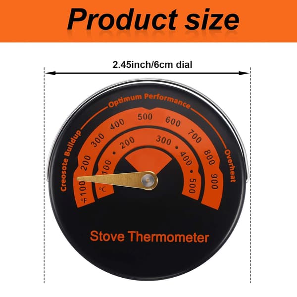 Magnetisk spis termometer vedovn topprør termometer peis tilbehør (2 stykker)
