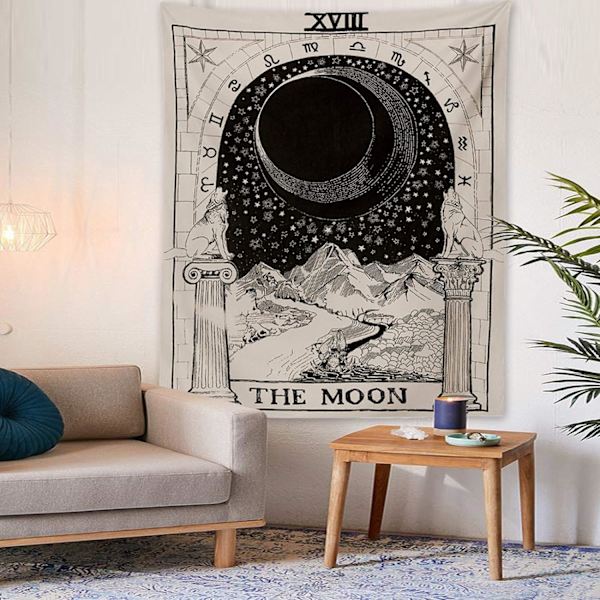 Väggbonad zodiak gobeläng astrologi gobeläng meditation gobeläng medeltida tarot dekoration väggbonad sovrum sovsal, 130x150 cm