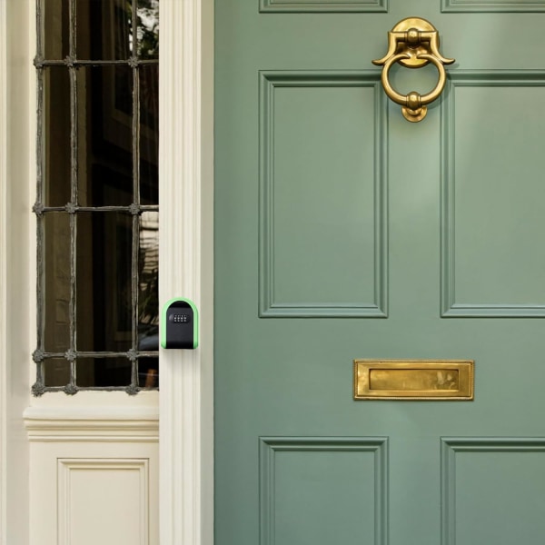 Säkerhetsnyckelbox, säkerhetskombinationsnyckel, 4-siffrig nyckelbox, robust husnyckellåda, robust säkerhetskombinationsnyckelgömma, grön green