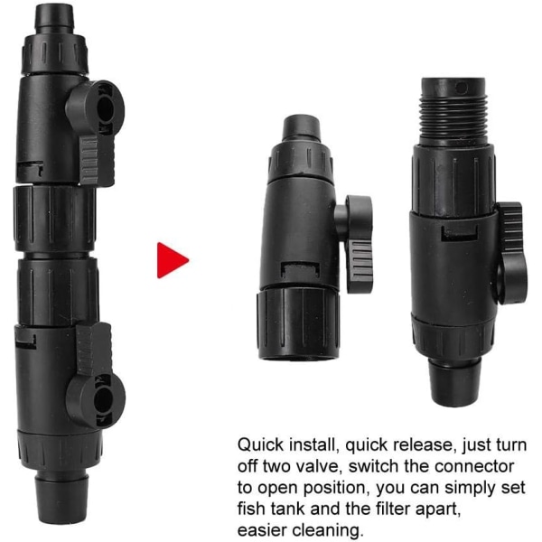 Akvariefisktank Slangrör Snabbkoppling Vattenflödeskontrollventil Anslutningsadapter, 0,5 tum-0,6 tum