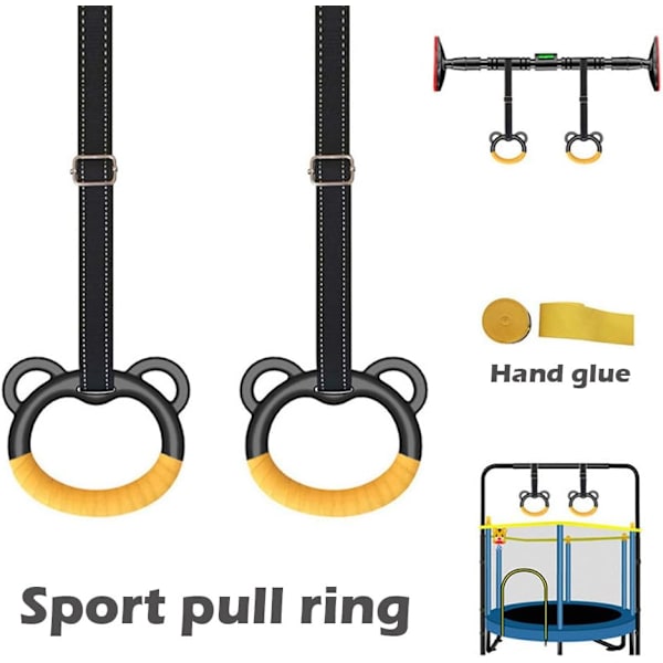 Gymnastikringar för barn, träningshängande ringar med remmar, professionella fitnessringar gymringar