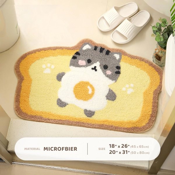 Toastmatta, mjuk absorberande mikrofiberbadrumsmatta, halkfri lurvig duschmatta, maskintvättbar, torr, lämplig för badrumsmatta, 20x31 tum, katt