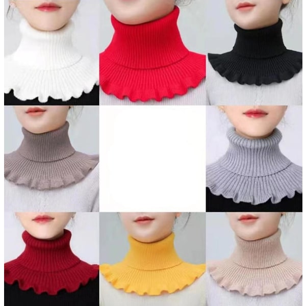Stickad halsduk i ull för kvinnor dekorerad falsk krage nackstöd (khaki) Khaki