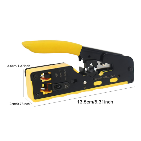 Genomföringsverktyg RJ45/avbitare för RJ11/RJ12-standard, RJ45-genomföringskontakter (gul kabelavbitare)
