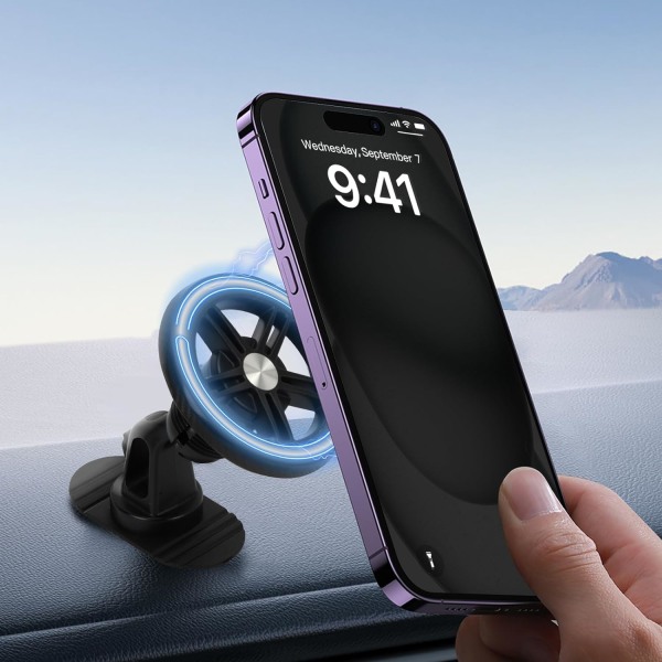 Roterande magnetisk biltelefonhållare, handsfree instrumentbräda Biltelefonhållare kompatibel med iPhone 14 13 12 Pro Max Plus Mini, alla telefoner