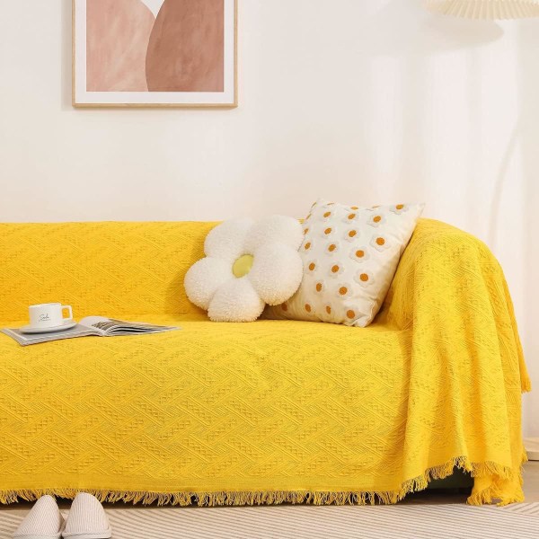 Överkast för soffa, överdimensionerat sofföverdrag för kuddsoffa, extra stort möbeldekorationsskydd, sofföverdrag, sofföverdrag, gult yellow