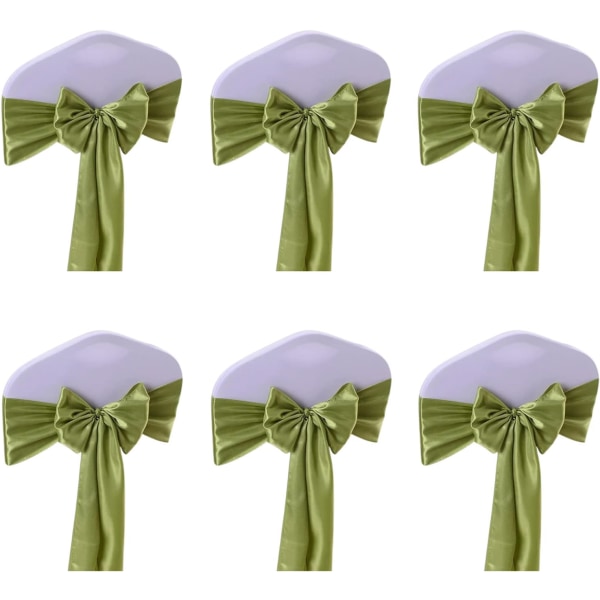 6st satinstolsbälten Ribbon Bow Stol ryggremmar för bröllopsdekorationer (grön) green