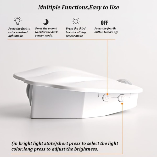 USB-sensor nattlampa, 3 belysningslägen LED-nattlampa, rörelsesensor nattlampa för sovrum, trappor, hall
