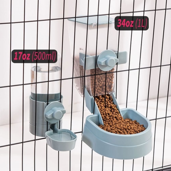 1L kaninbur Automatisk matare Matskål Smådjursbehållare med lock för Bunny Cat Iller