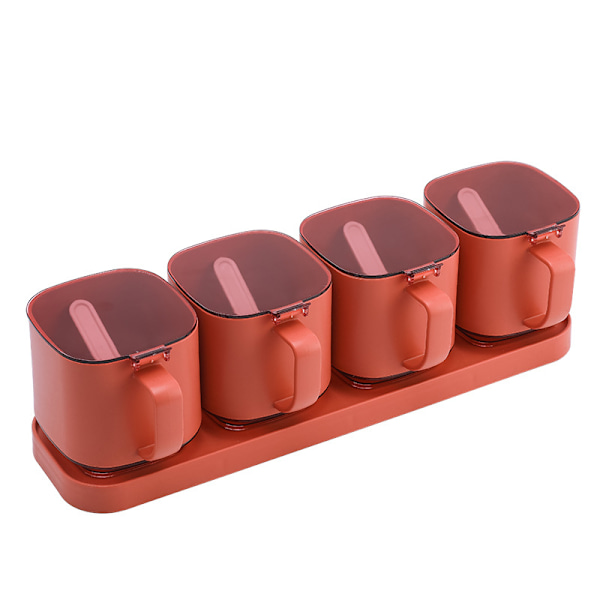 Kryddbox, Akryl kryddbox kryddburk set kryddburk kryddburkar med skedar och lock för peppar krydda salt socker förvaring vit. orange