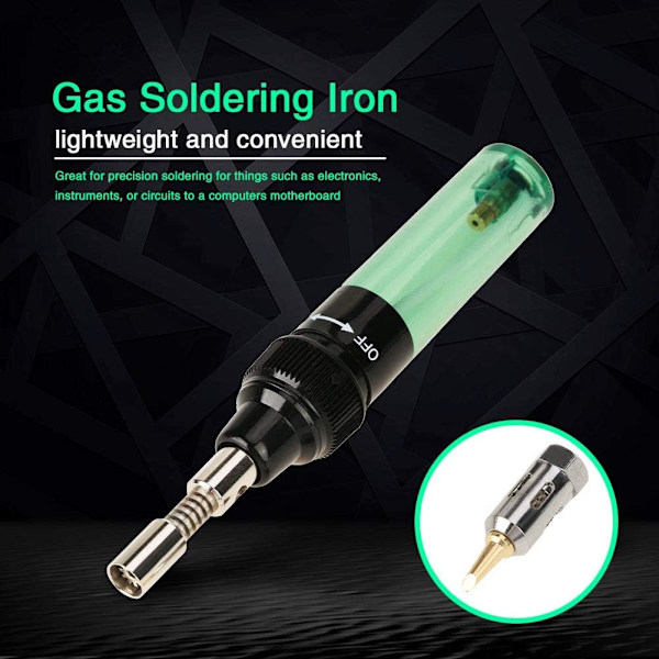 Health Gear Mini Gasbrännare Lödkolv, Sladdlös Butan Lödkolv, med 8 ml Påfyllningskapacitet Reparation (Grön)