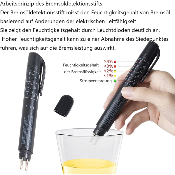 Bil Universal Bromsvätsketestare för Bromsvätska DOT5 DOT4 DOT3, med 5 LED-indikatorer, Bromsvätsketestare Penna (2)