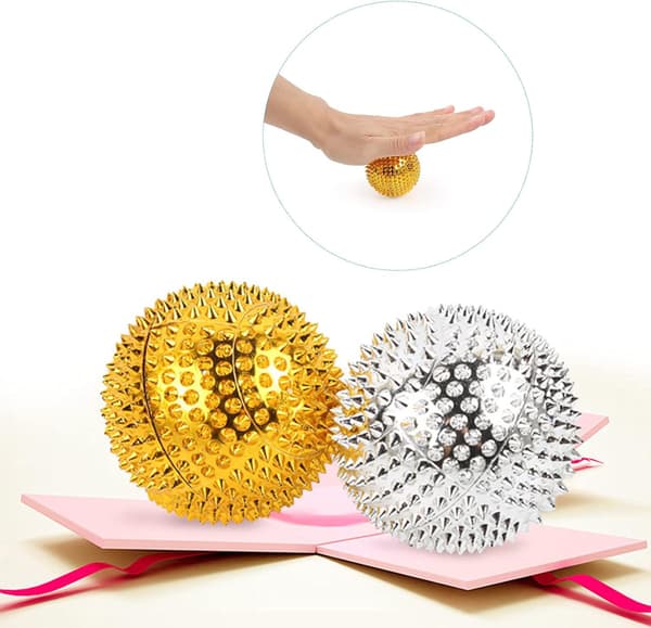 2-pack magnetiska akupressurbollar Igelkott Spikad 32 mm diameter Massager (silver) silver