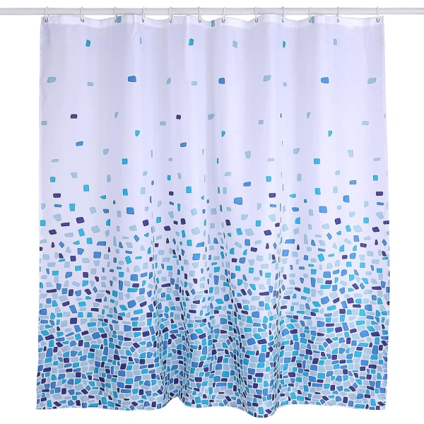 Mosaikblå duschdraperi Mould, mögelbeständig Storlek 180x180 cm Vattenavvisande tyg
