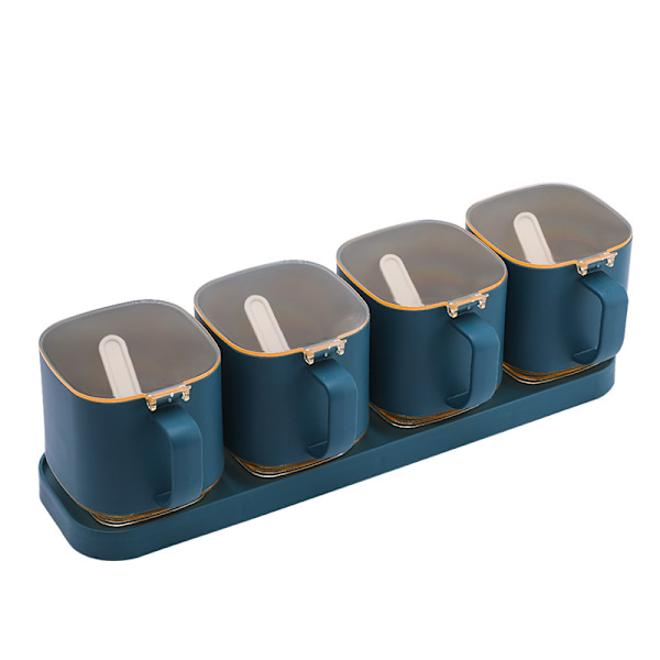 Kryddbox, Akryl kryddbox kryddburk set kryddburk kryddburkar med skedar och lock för peppar krydda salt socker förvaring blå blue
