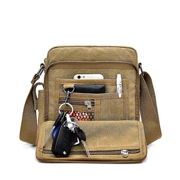 Canvas Messenger Bag, Herrväska, Herr Crossbody Bag för Fritidssemester Utomhus