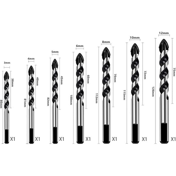 Metallhålsåg Triangulär Spiralborrsats (Rund Skaft Vriden Triangulär Borr 3.4.5.6.8.10.12mm) för Verktygsrum