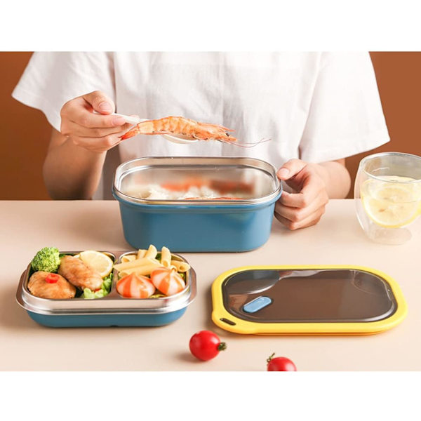 Rostfri Bento-låda, bärbar lunchlåda för vuxna rostfria fackförseglade matförvaringsbehållare